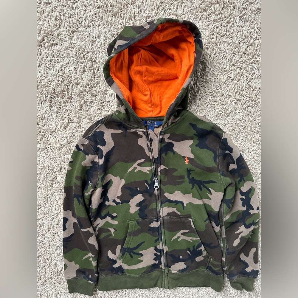 Boys polo Ralph Lauren camouflage zip up hoodie size 7